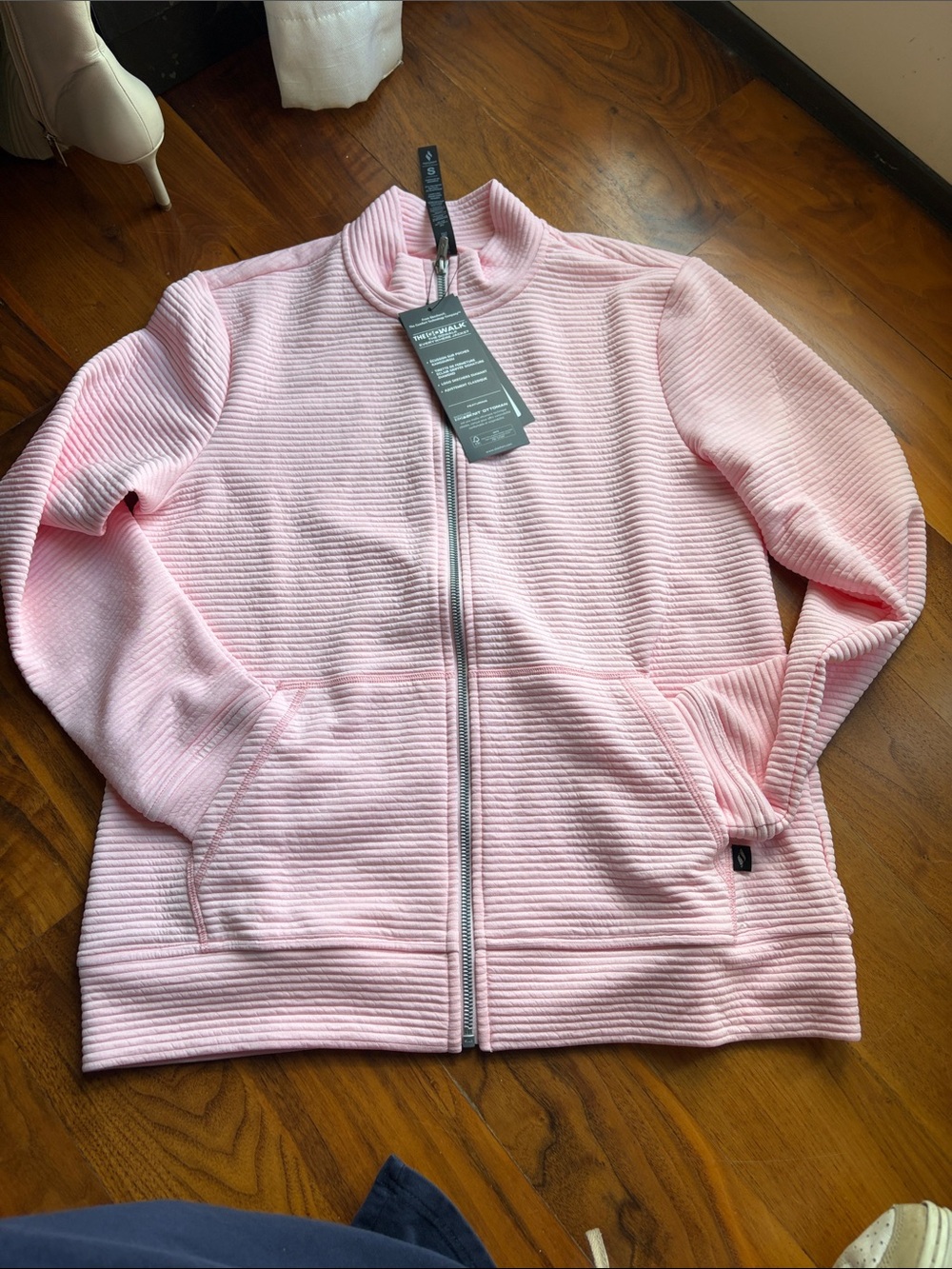 Women's Sketchers Pink Ribbed Zip-Front Jacket